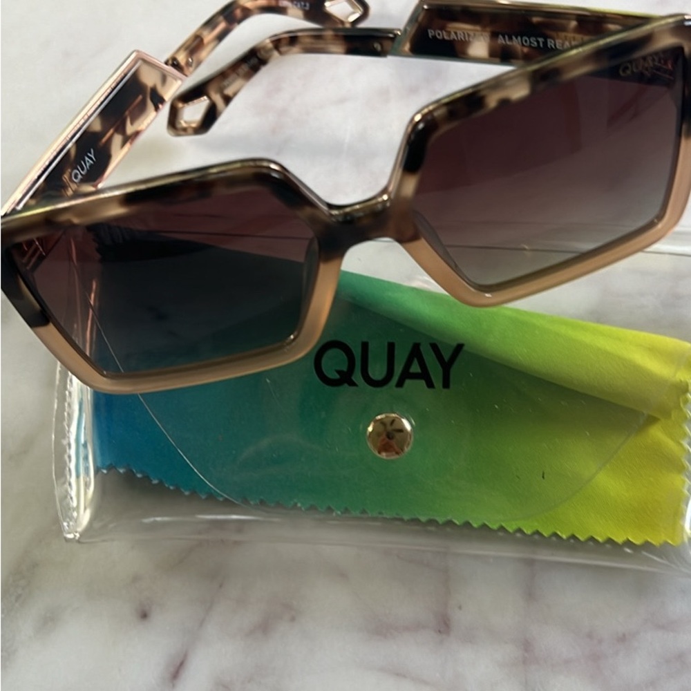Quay Australia ALMOST READY - Polarized Tortoise Sunglasses w case and cloth